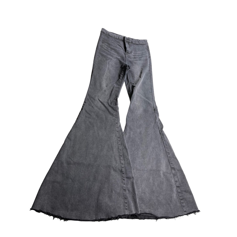 Blank Paige Flare Jeans Womens L Black Bell Bottom Raw Hem Boho Y2K